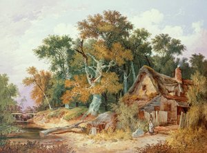 Woodland Scene with Cottage